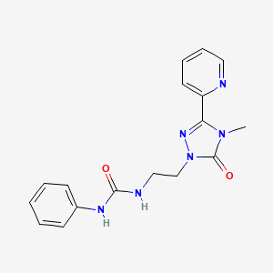molecular formula C17H18N6O2 B2470392 1-(2-(4-methyl-5-oxo-3-(pyridin-2-yl)-4,5-dihydro-1H-1,2,4-triazol-1-yl)ethyl)-3-phenylurea CAS No. 1209059-06-2