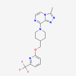 molecular formula C18H19F3N6O B2470394 3-Methyl-8-[4-[[6-(trifluoromethyl)pyridin-2-yl]oxymethyl]piperidin-1-yl]-[1,2,4]triazolo[4,3-a]pyrazine CAS No. 2320887-72-5