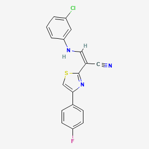 molecular formula C18H11ClFN3S B2470397 (Z)-3-((3-chlorophenyl)amino)-2-(4-(4-fluorophenyl)thiazol-2-yl)acrylonitrile CAS No. 476676-34-3