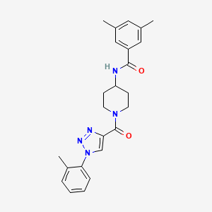 molecular formula C24H27N5O2 B2470401 3,5-dimethyl-N-(1-(1-(o-tolyl)-1H-1,2,3-triazole-4-carbonyl)piperidin-4-yl)benzamide CAS No. 1251704-51-4