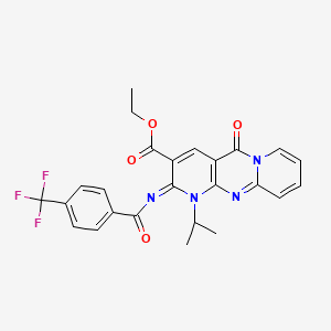 molecular formula C25H21F3N4O4 B2470403 (E)-ethyl 1-isopropyl-5-oxo-2-((4-(trifluoromethyl)benzoyl)imino)-2,5-dihydro-1H-dipyrido[1,2-a:2',3'-d]pyrimidine-3-carboxylate CAS No. 685859-75-0