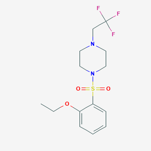 molecular formula C14H19F3N2O3S B2470409 1-((2-Ethoxyphenyl)sulfonyl)-4-(2,2,2-trifluoroethyl)piperazine CAS No. 1235092-93-9