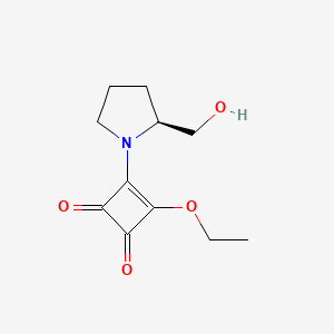 molecular formula C11H15NO4 B2470415 3-Ethoxy-4-[(2S)-2-(hydroxymethyl)pyrrolidino]-3-cyclobutene-1,2-dione CAS No. 131589-06-5