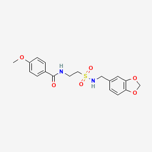 molecular formula C18H20N2O6S B2470416 N-[2-(1,3-benzodioxol-5-ylmethylsulfamoyl)ethyl]-4-methoxybenzamide CAS No. 899739-58-3