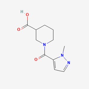 molecular formula C11H15N3O3 B2470418 1-(1-Methyl-1H-pyrazole-5-carbonyl)piperidine-3-carboxylic acid CAS No. 1153272-79-7