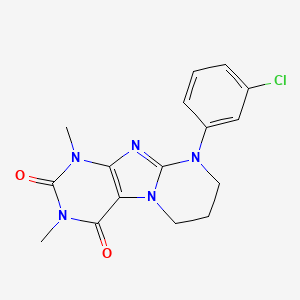molecular formula C16H16ClN5O2 B2470423 9-(3-氯苯基)-1,3-二甲基-7,8-二氢-6H-嘌呤[7,8-a]嘧啶-2,4-二酮 CAS No. 566137-86-8