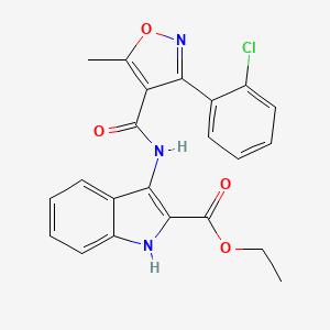ethyl 3-(3-(2-chlorophenyl)-5-methylisoxazole-4-carboxamido)-1H-indole-2-carboxylate