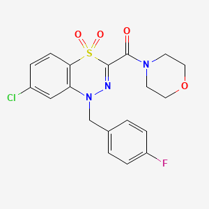 molecular formula C19H17ClFN3O4S B2470440 7-chloro-1-(4-fluorobenzyl)-3-(morpholinocarbonyl)-4lambda~6~,1,2-benzothiadiazine-4,4(1H)-dione CAS No. 1251574-63-6