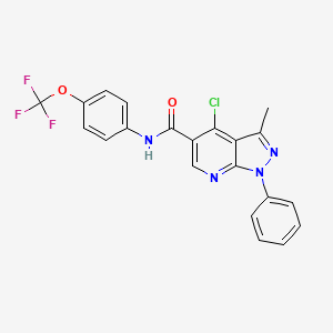 4-chloro-3-methyl-1-phenyl-N-[4-(trifluoromethoxy)phenyl]-1H-pyrazolo[3,4-b]pyridine-5-carboxamide