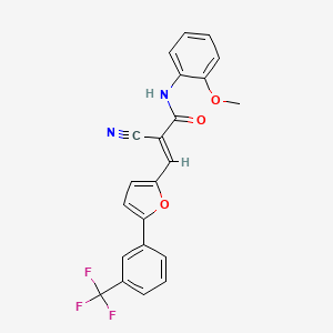 molecular formula C22H15F3N2O3 B2470449 (E)-2-氰基-N-(2-甲氧基苯基)-3-(5-(3-(三氟甲基)苯基)呋喃-2-基)丙烯酰胺 CAS No. 463347-56-0