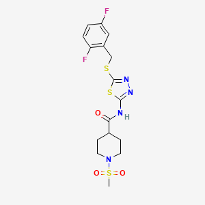 N-(5-((2,5-difluorobenzyl)thio)-1,3,4-thiadiazol-2-yl)-1-(methylsulfonyl)piperidine-4-carboxamide