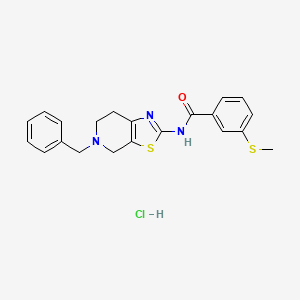 molecular formula C21H22ClN3OS2 B2470475 N-(5-benzyl-4,5,6,7-tetrahydrothiazolo[5,4-c]pyridin-2-yl)-3-(methylthio)benzamide hydrochloride CAS No. 1189979-48-3
