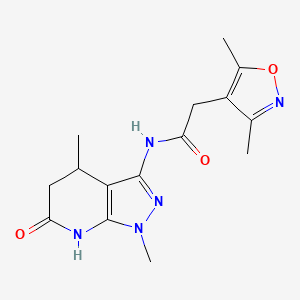 molecular formula C15H19N5O3 B2470476 N-(1,4-dimethyl-6-oxo-4,5,6,7-tetrahydro-1H-pyrazolo[3,4-b]pyridin-3-yl)-2-(3,5-dimethylisoxazol-4-yl)acetamide CAS No. 1207031-17-1