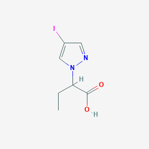 molecular formula C7H9IN2O2 B2470477 2-(4-Iodopyrazolyl)butanoic acid CAS No. 1343733-41-4; 923526-87-8
