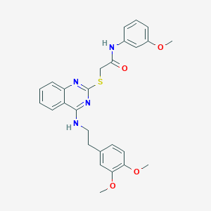 molecular formula C27H28N4O4S B2470482 2-[4-[2-(3,4-dimethoxyphenyl)ethylamino]quinazolin-2-yl]sulfanyl-N-(3-methoxyphenyl)acetamide CAS No. 422533-59-3