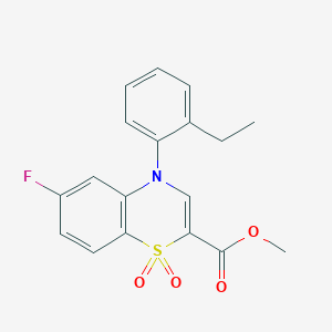 molecular formula C18H16FNO4S B2470488 4-(2-乙基苯基)-6-氟-4H-1,4-苯并噻嗪-2-羧酸甲酯1,1-二氧化物 CAS No. 1358569-81-9