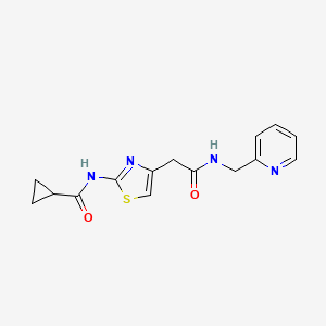 molecular formula C15H16N4O2S B2470492 N-(4-(2-oxo-2-((pyridin-2-ylmethyl)amino)ethyl)thiazol-2-yl)cyclopropanecarboxamide CAS No. 923194-80-3