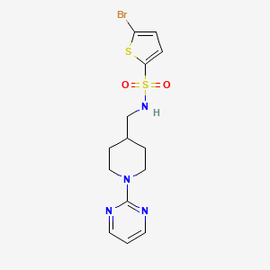 molecular formula C14H17BrN4O2S2 B2470493 5-溴-N-((1-(嘧啶-2-基)哌啶-4-基)甲基)噻吩-2-磺酰胺 CAS No. 1235642-14-4