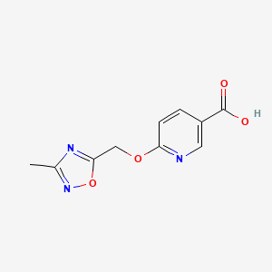 molecular formula C10H9N3O4 B2470494 6-((3-Methyl-1,2,4-oxadiazol-5-yl)methoxy)nicotinic acid CAS No. 2095409-91-7