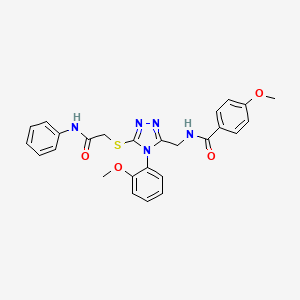 molecular formula C26H25N5O4S B2470507 N-[[5-(2-苯胺-2-氧代乙基)硫烷基-4-(2-甲氧基苯基)-1,2,4-三唑-3-基]甲基]-4-甲氧基苯甲酰胺 CAS No. 476450-35-8