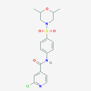 molecular formula C18H20ClN3O4S B2470510 2-Chloro-N-[4-(2,6-dimethylmorpholin-4-yl)sulfonylphenyl]pyridine-4-carboxamide CAS No. 1111489-44-1