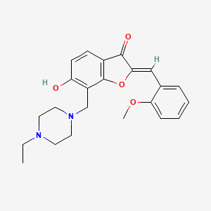 molecular formula C23H26N2O4 B2470514 (Z)-7-((4-ethylpiperazin-1-yl)methyl)-6-hydroxy-2-(2-methoxybenzylidene)benzofuran-3(2H)-one CAS No. 869078-62-6