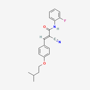 molecular formula C21H21FN2O2 B2470518 (E)-2-cyano-N-(2-fluorophenyl)-3-[4-(3-methylbutoxy)phenyl]prop-2-enamide CAS No. 1001963-95-6