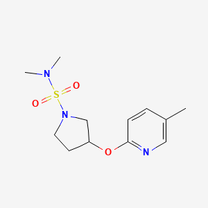 molecular formula C12H19N3O3S B2470525 N,N-dimethyl-3-((5-methylpyridin-2-yl)oxy)pyrrolidine-1-sulfonamide CAS No. 1903063-37-5