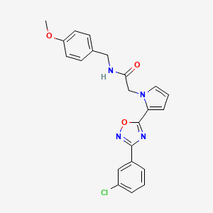 molecular formula C22H19ClN4O3 B2470537 2-(2-(3-(3-chlorophenyl)-1,2,4-oxadiazol-5-yl)-1H-pyrrol-1-yl)-N-(4-methoxybenzyl)acetamide CAS No. 1260631-97-7