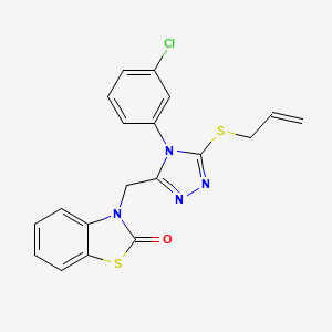molecular formula C19H15ClN4OS2 B2470538 3-((5-(allylthio)-4-(3-chlorophenyl)-4H-1,2,4-triazol-3-yl)methyl)benzo[d]thiazol-2(3H)-one CAS No. 847403-44-5