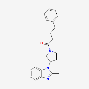 molecular formula C22H25N3O B2470540 1-(3-(2-甲基-1H-苯并[d]咪唑-1-基)吡咯烷-1-基)-4-苯基丁-1-酮 CAS No. 2034560-26-2