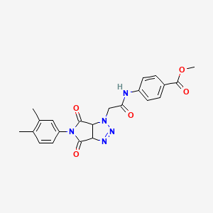 molecular formula C22H21N5O5 B2470541 methyl 4-({[5-(3,4-dimethylphenyl)-4,6-dioxo-4,5,6,6a-tetrahydropyrrolo[3,4-d][1,2,3]triazol-1(3aH)-yl]acetyl}amino)benzoate CAS No. 1052614-74-0