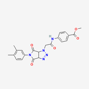 molecular formula C22H21N5O5 B2470541 4-{2-[5-(3,4-ジメチルフェニル)-4,6-ジオキソ-1H,3aH,4H,5H,6H,6aH-ピロロ[3,4-d][1,2,3]トリアゾール-1-イル]アセトアミド}安息香酸メチル CAS No. 1052614-74-0