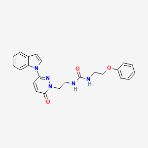 molecular formula C23H23N5O3 B2470543 1-(2-(3-(1H-吲哚-1-基)-6-氧代哒嗪-1(6H)-基)乙基)-3-(2-苯氧基乙基)脲 CAS No. 1448030-42-9