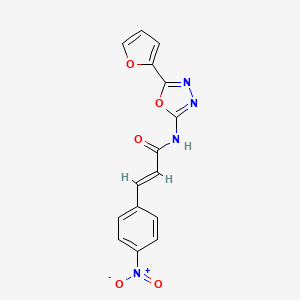 molecular formula C15H10N4O5 B2470551 (E)-N-(5-(Furan-2-yl)-1,3,4-oxadiazol-2-yl)-3-(4-nitrophenyl)acrylamid CAS No. 851095-37-9