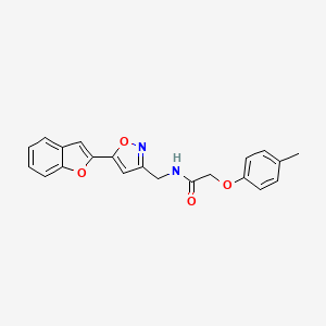 molecular formula C21H18N2O4 B2470555 N-((5-(苯并呋喃-2-基)异噁唑-3-基)甲基)-2-(对甲苯氧基)乙酰胺 CAS No. 1105242-54-3