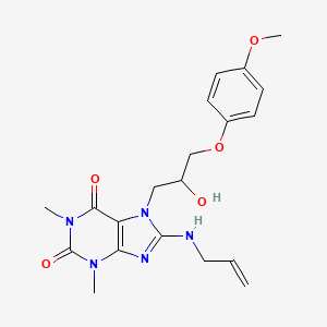 molecular formula C20H25N5O5 B2470557 7-[2-hydroxy-3-(4-methoxyphenoxy)propyl]-1,3-dimethyl-8-(prop-2-en-1-ylamino)-3,7-dihydro-1H-purine-2,6-dione CAS No. 333755-52-5
