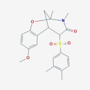 molecular formula C22H25NO5S B2470564 5-((3,4-dimethylphenyl)sulfonyl)-8-methoxy-2,3-dimethyl-5,6-dihydro-2H-2,6-methanobenzo[g][1,3]oxazocin-4(3H)-one CAS No. 1009749-37-4