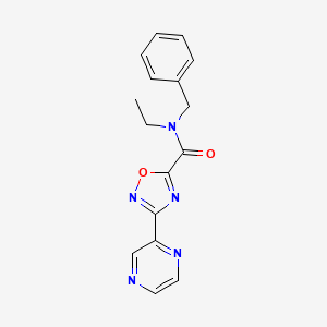 molecular formula C16H15N5O2 B2470565 N-benzyl-N-ethyl-3-(pyrazin-2-yl)-1,2,4-oxadiazole-5-carboxamide CAS No. 1235115-98-6