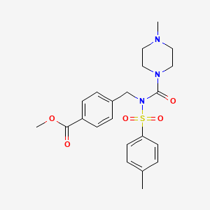molecular formula C22H27N3O5S B2470569 methyl 4-((4-methyl-N-tosylpiperazine-1-carboxamido)methyl)benzoate CAS No. 899744-84-4