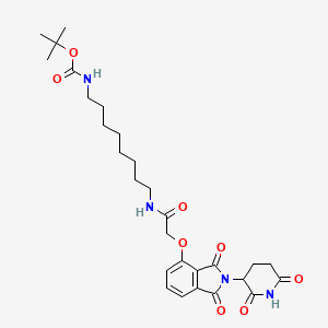 molecular formula C28H38N4O8 B2470573 Carbamic acid, N-[8-[[2-[[2-(2,6-dioxo-3-piperidinyl)-2,3-dihydro-1,3-dioxo-1H-isoindol-4-yl]oxy]acetyl]amino]octyl]-, 1,1-dimethylethyl ester CAS No. 1950635-34-3