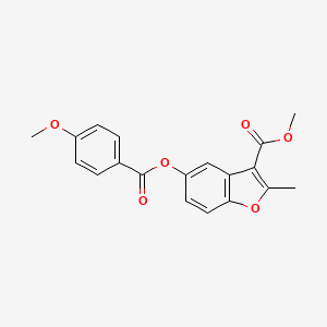 molecular formula C19H16O6 B2470576 3-(Methoxycarbonyl)-2-methylbenzo[b]furan-5-yl 4-methoxybenzoate CAS No. 300556-83-6