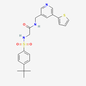 2-(4-(tert-butyl)phenylsulfonamido)-N-((5-(thiophen-2-yl)pyridin-3-yl)methyl)acetamide