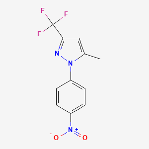 molecular formula C11H8F3N3O2 B2470581 5-Methyl-1-(4-nitrophenyl)-3-(trifluoromethyl)pyrazole CAS No. 374814-09-2