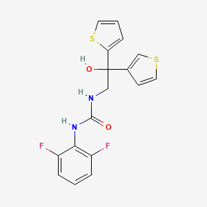 molecular formula C17H14F2N2O2S2 B2470597 1-(2,6-二氟苯基)-3-(2-羟基-2-(噻吩-2-基)-2-(噻吩-3-基)乙基)脲 CAS No. 2097899-08-4