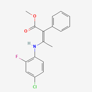 molecular formula C17H15ClFNO2 B2470604 methyl (2Z)-3-[(4-chloro-2-fluorophenyl)amino]-2-phenylbut-2-enoate CAS No. 478041-31-5