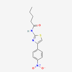 molecular formula C14H15N3O3S B2470611 N-[4-(4-硝基苯基)-1,3-噻唑-2-基]戊酰胺 CAS No. 313660-17-2