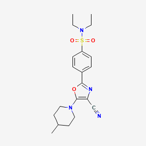 molecular formula C20H26N4O3S B2470616 4-(4-cyano-5-(4-methylpiperidin-1-yl)oxazol-2-yl)-N,N-diethylbenzenesulfonamide CAS No. 941266-10-0