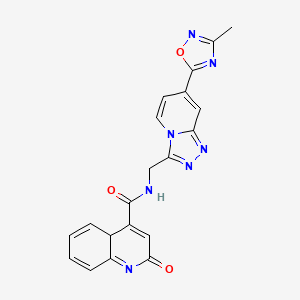 molecular formula C20H15N7O3 B2470618 N-{[7-(3-methyl-1,2,4-oxadiazol-5-yl)-[1,2,4]triazolo[4,3-a]pyridin-3-yl]methyl}-2-oxo-1,2-dihydroquinoline-4-carboxamide CAS No. 2034413-78-8