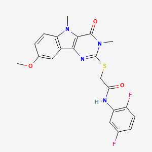 molecular formula C21H18F2N4O3S B2470619 1-{[1,5-二甲基-4-(吡咯烷-1-基磺酰基)-1H-吡咯-2-基]羰基}-1H-咪唑 CAS No. 1113102-26-3
